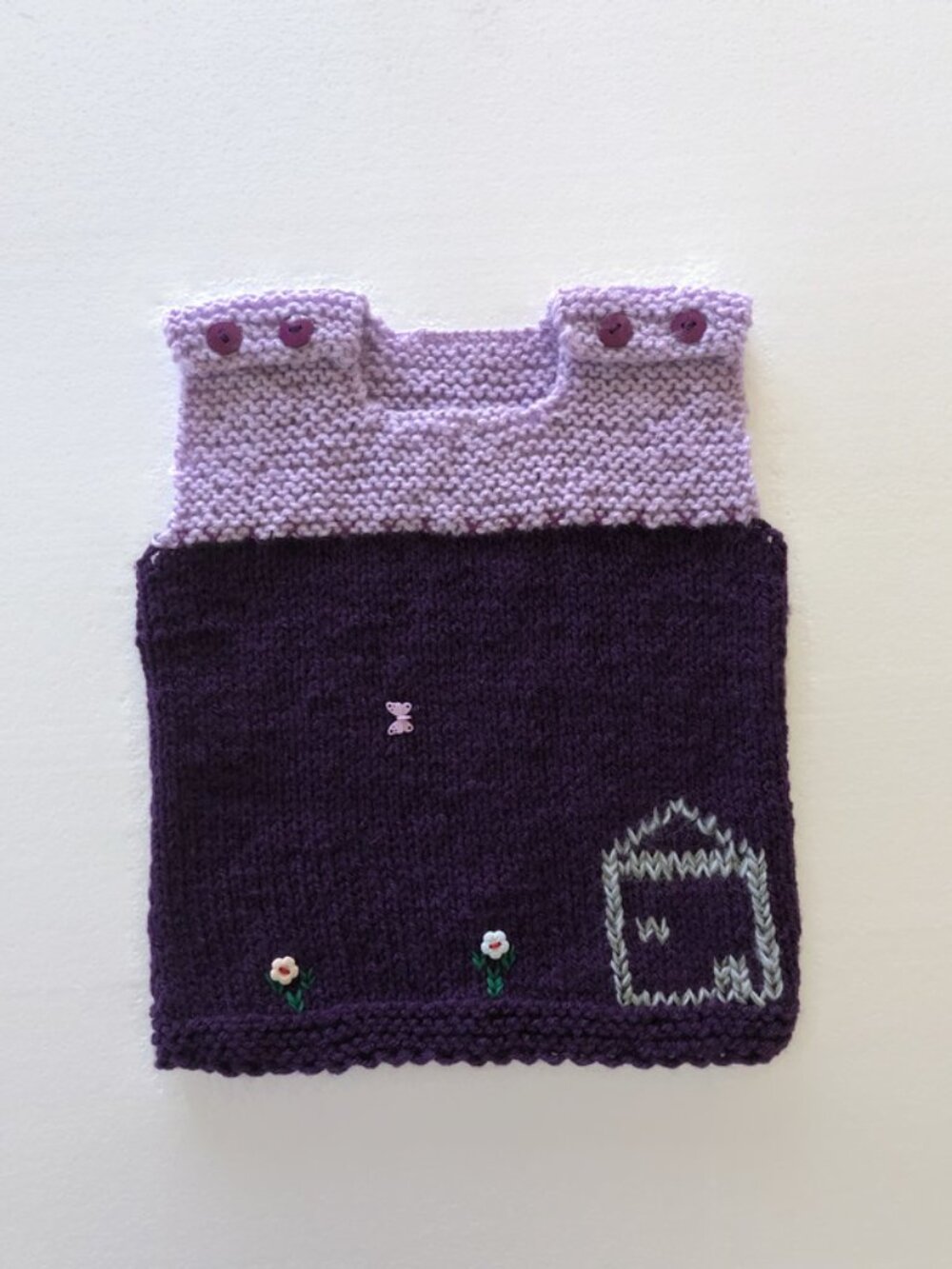 Hand Knitted Vest for Toddler With House Design